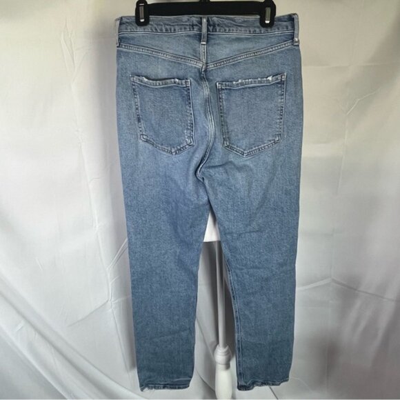 AGOLDE Riley Long Jeans Blue Distressed Straight Leg High Waist Size 29 - Picture 5 of 9